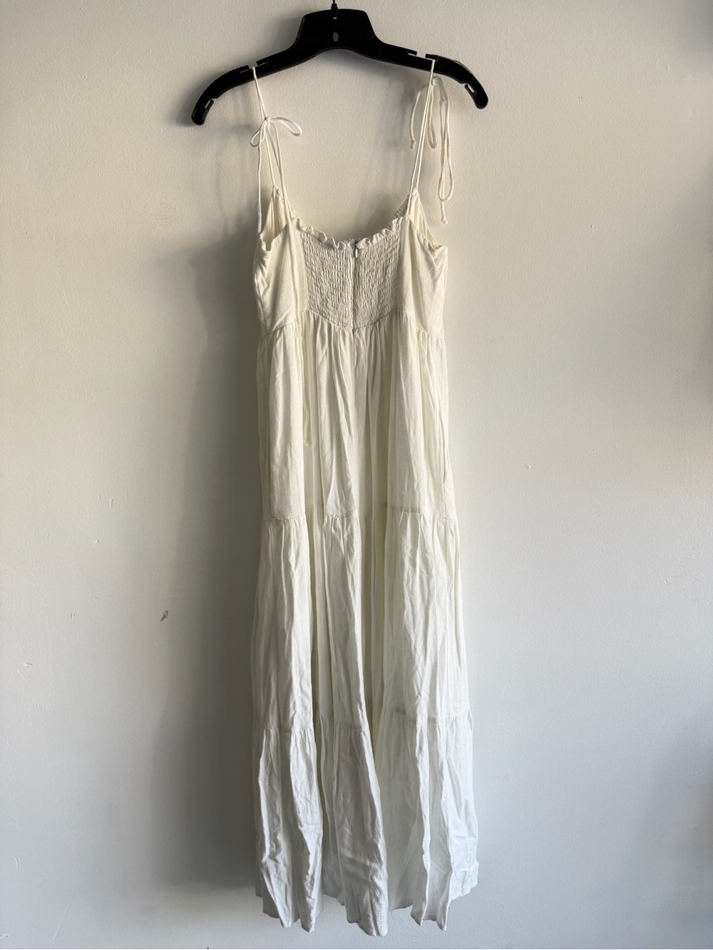 NIA White Linen Blend Tie Strap Maxi Dress Size Small Coastal Boho 8326 - Picture 3 of 11